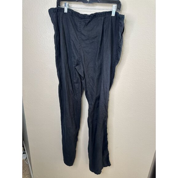 London Jeans Womens Black Linen Wide-Leg Pants Size L Relaxed Fit Casual Style - Picture 4 of 6